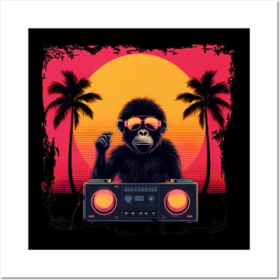 Cool summer monkey ape dj design Posters and Art